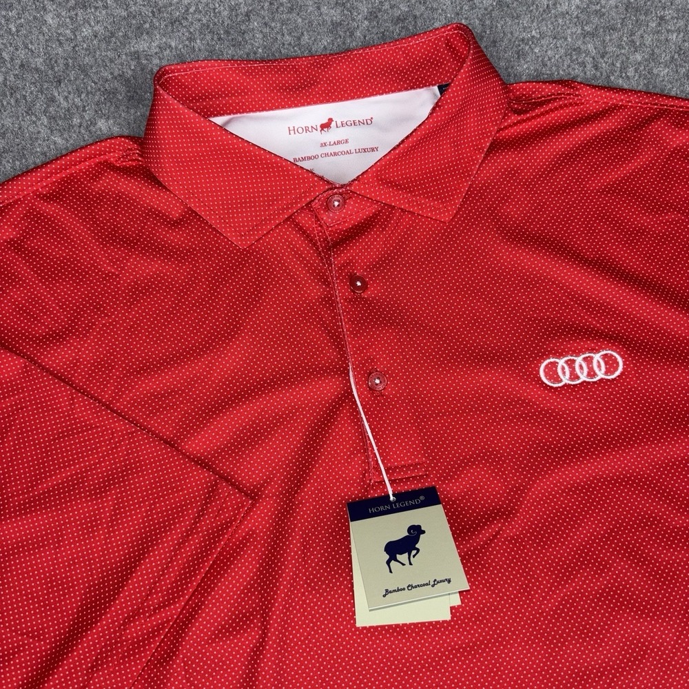 Horn Legend Polo Shirt Mens 3Xl Red Performance Bamboo Charcoal Golf NWT New